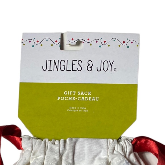 NWT Jingles & Joy Christmas Holiday Fabric Drawstring Gift Sack - Picture 3 of 6